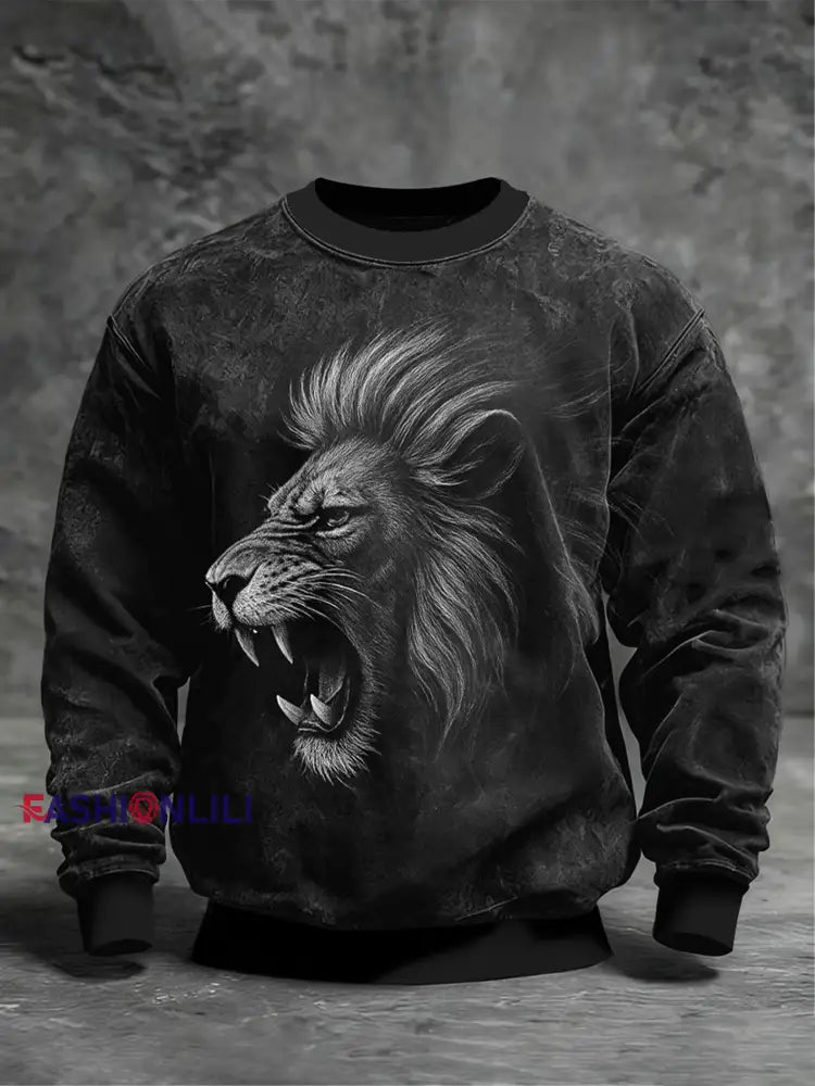 Men's Art Lion Crew Neck Sweatshirt