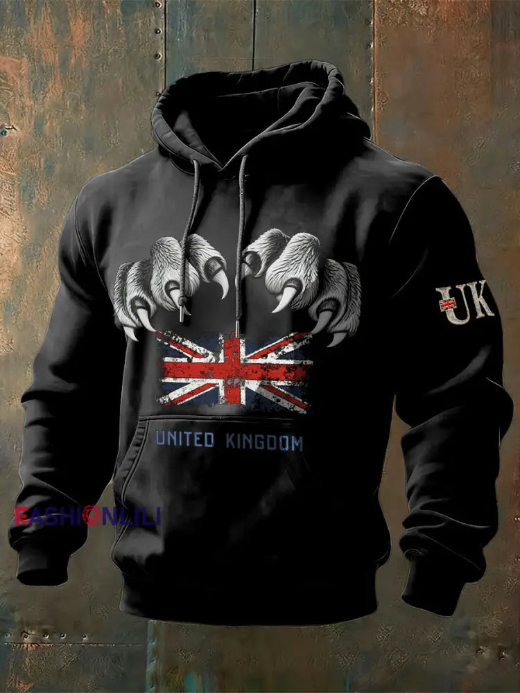 Men's British Flag Black Casual Hoodie