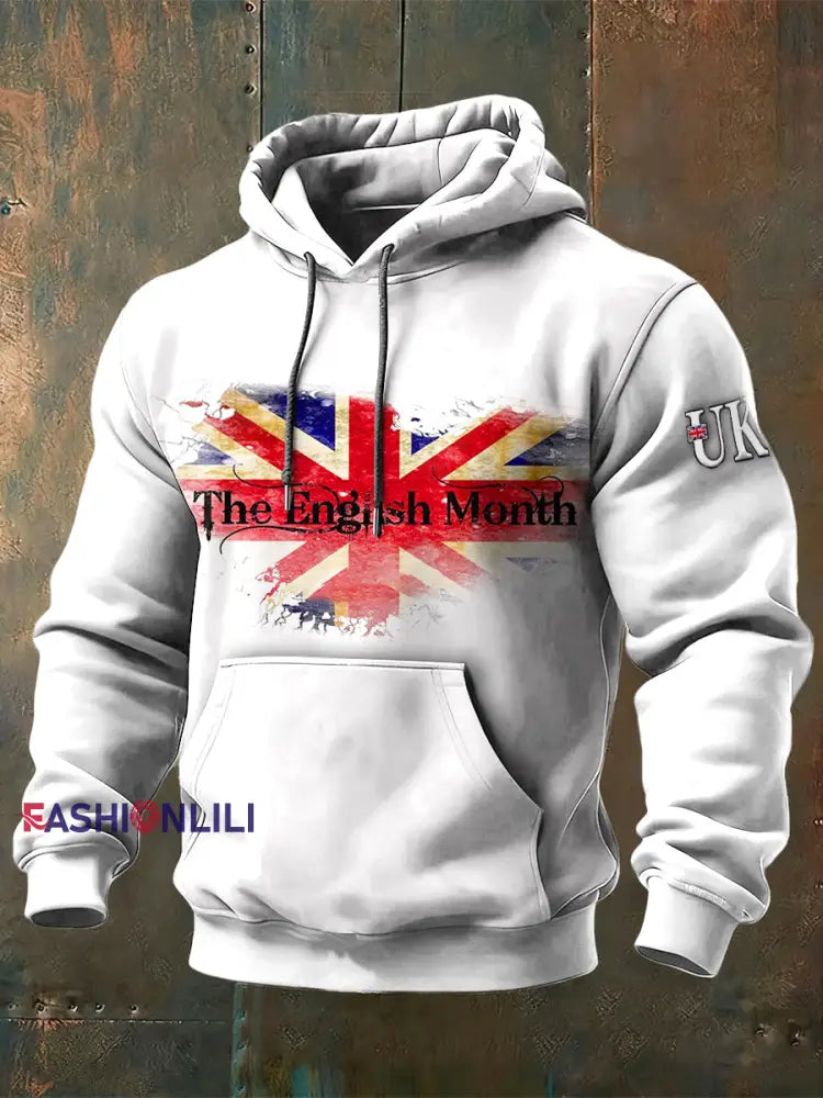 Men's British Flag White Hooded Sweatshirt