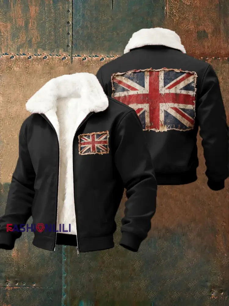 Men's British vintage flag print coat