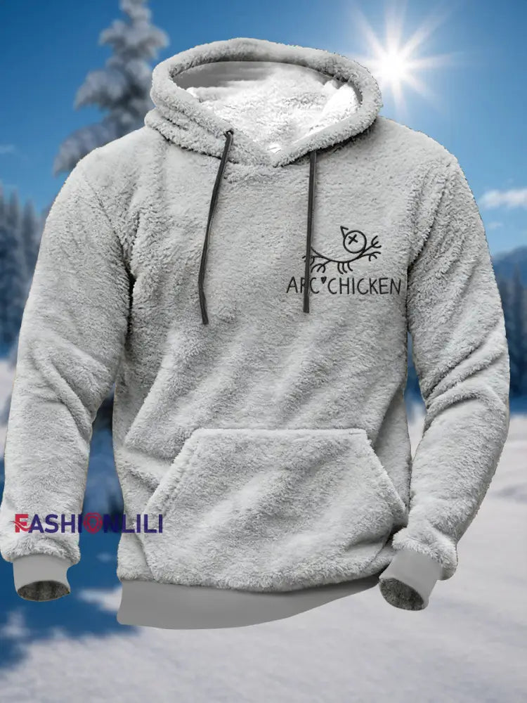 Men's Funny Arc'chicken Plush Hoodie