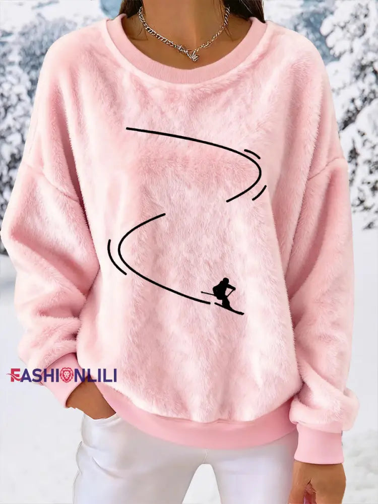 Women's Ski Enthusiast Plush Sweatshirt