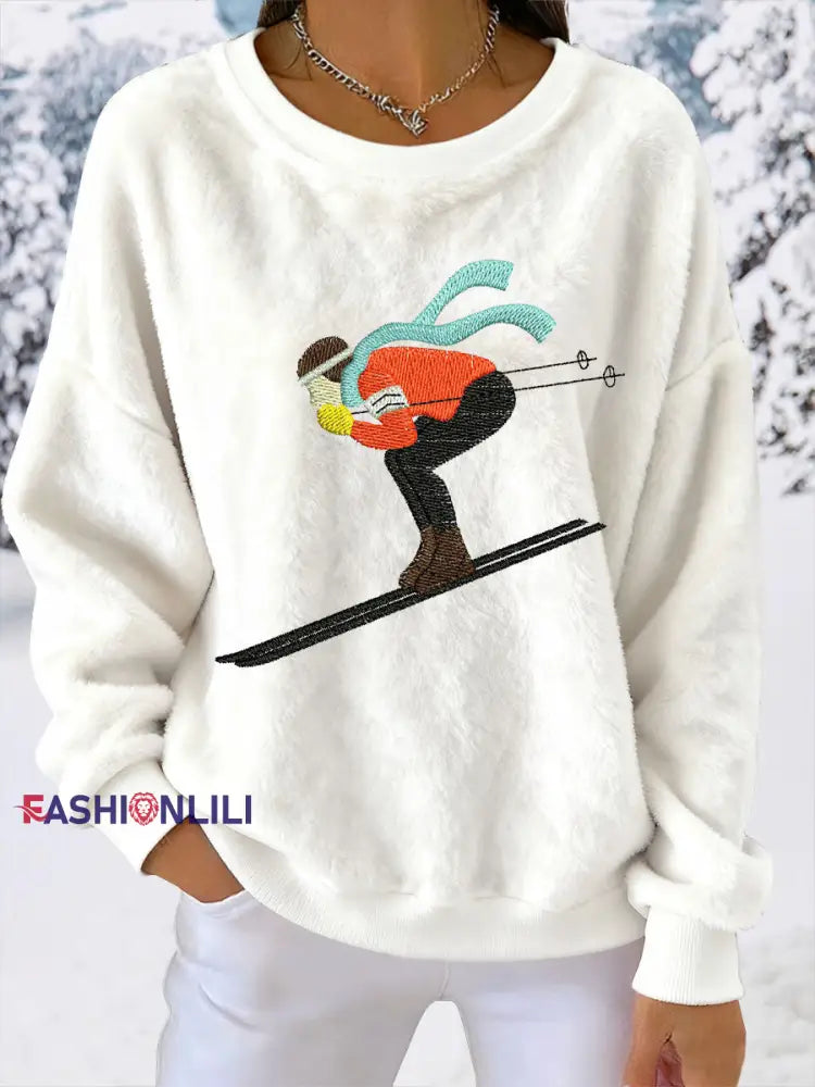 Women's Skiing Downhill Fleece Sweatshirts