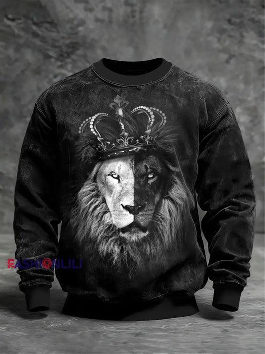 Men's  Art Lion Crew Neck Sweatshirt