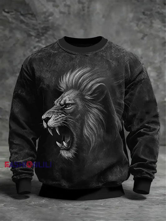 Men's Art Lion Crew Neck Sweatshirt