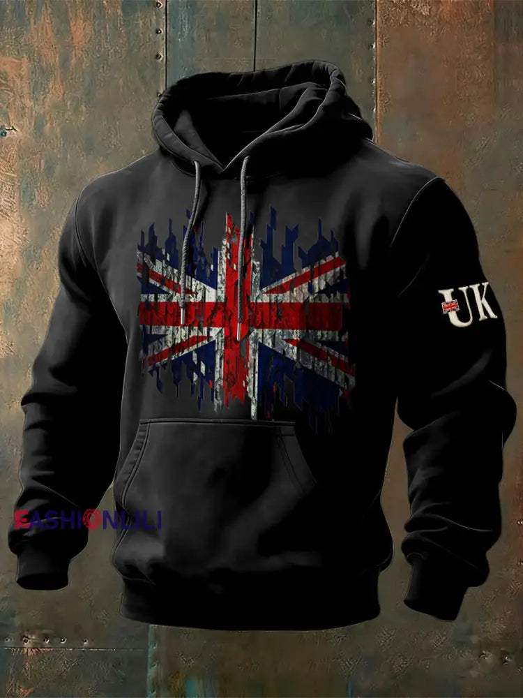 Men's British Flag Black Hooded Sweatshirt