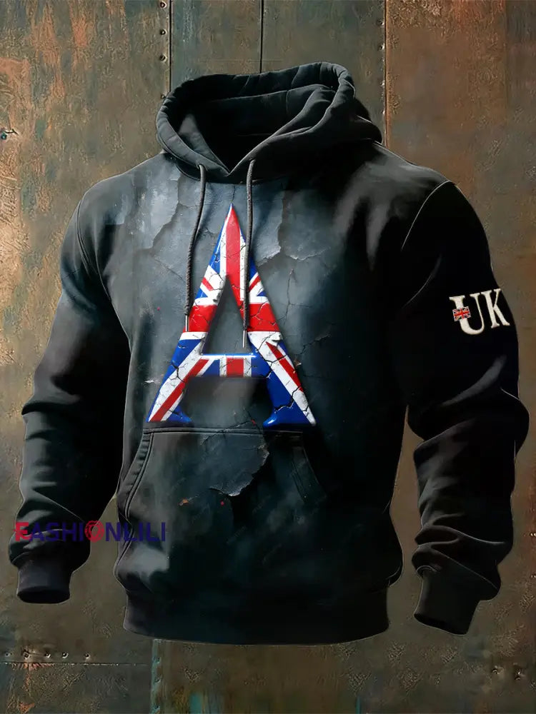 Men's British Flag Letter A Casual Hoodie