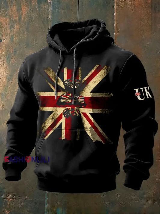 Men's British Flag Vintage Hooded Sweatshirt