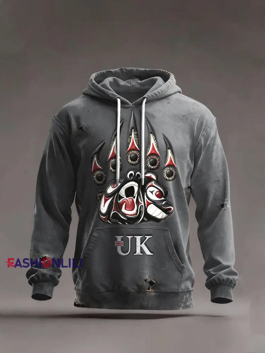 Men's British Grey Hooded Sweatshirt