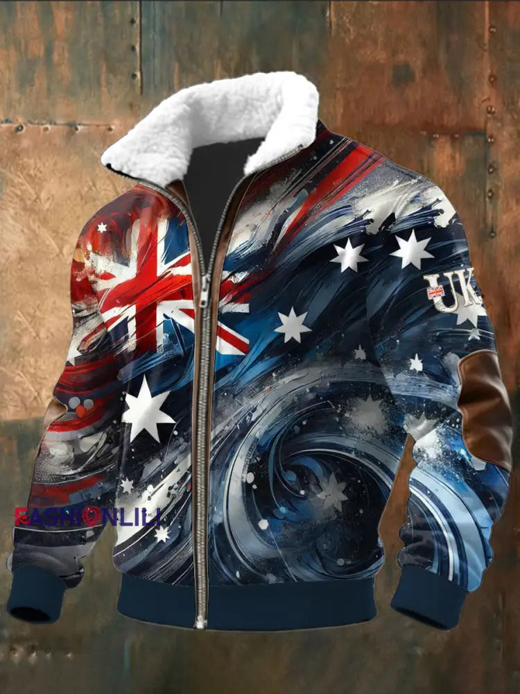 Men's British Print Stand Collar Jacket