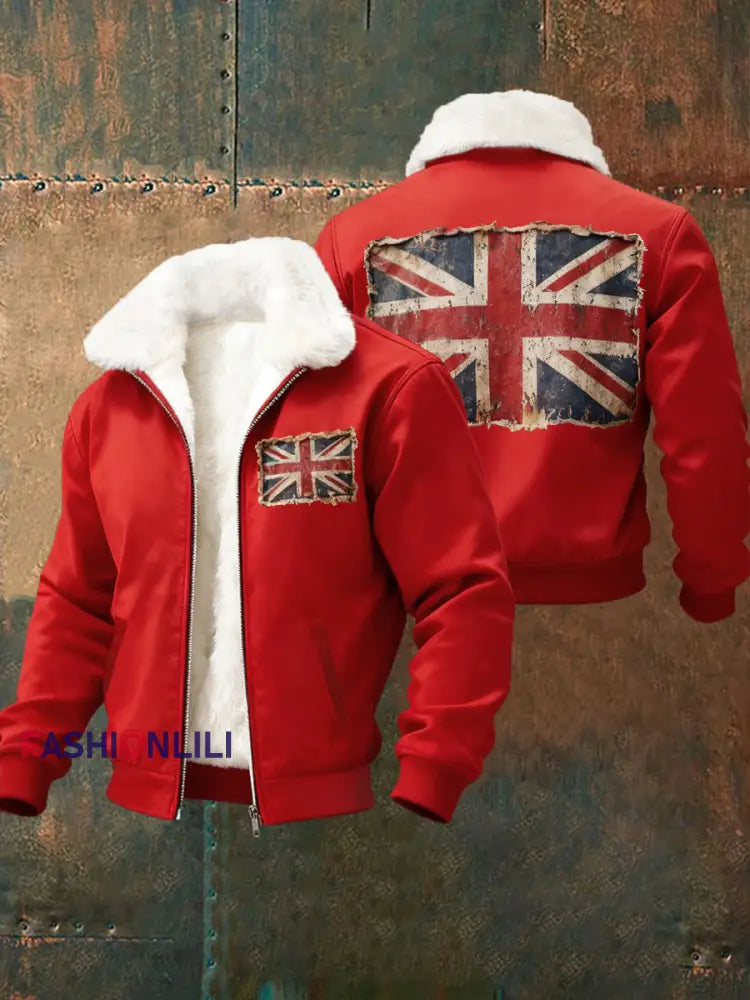 Men's British vintage flag print coat