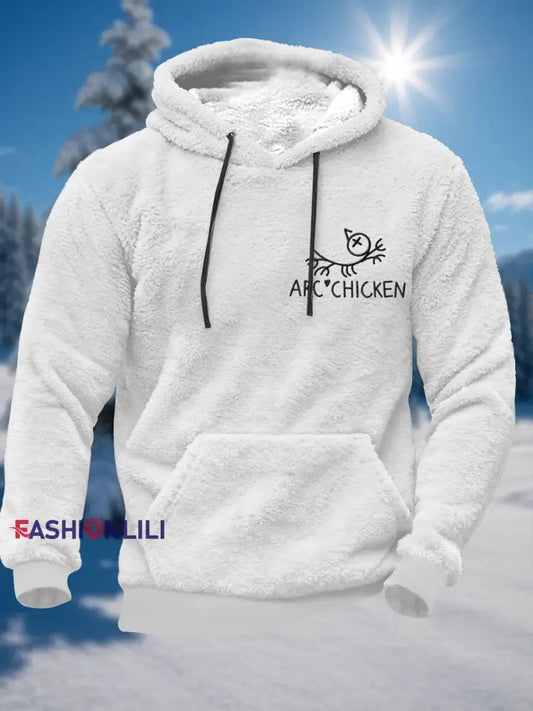 Men's Funny Arc'chicken Plush Hoodie