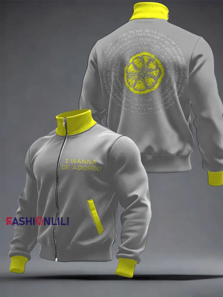 Men's I Wanna Be Adored Lemon Roses Music Lover Printed Coat