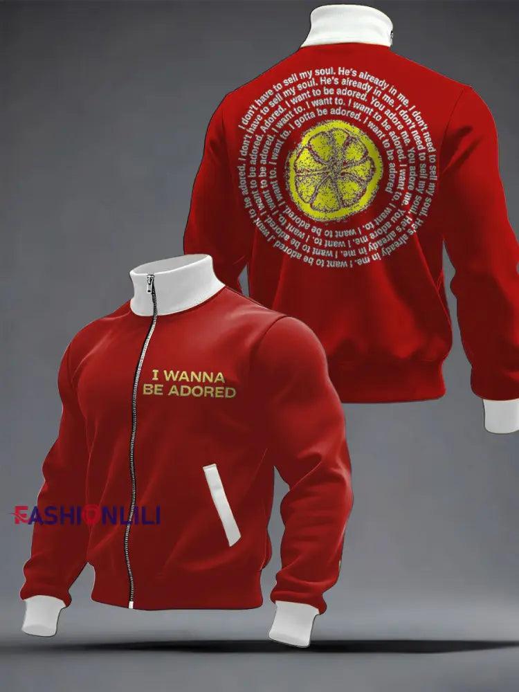 Men's I Wanna Be Adored Lemon Roses Music Lover Printed Coat