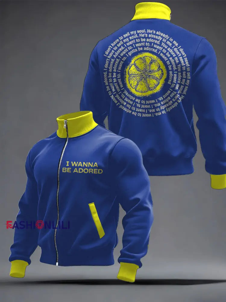 Men's I Wanna Be Adored Lemon Roses Music Lover Printed Coat