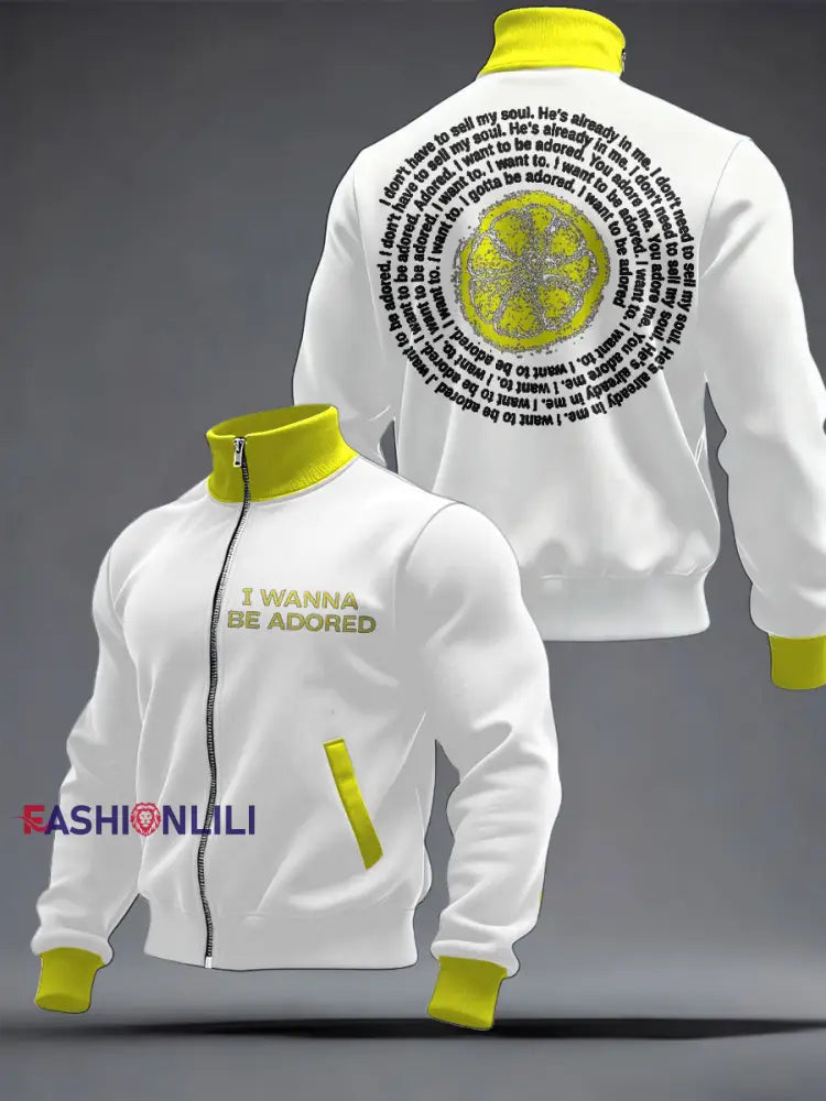 Men's I Wanna Be Adored Lemon Roses Music Lover Printed Coat