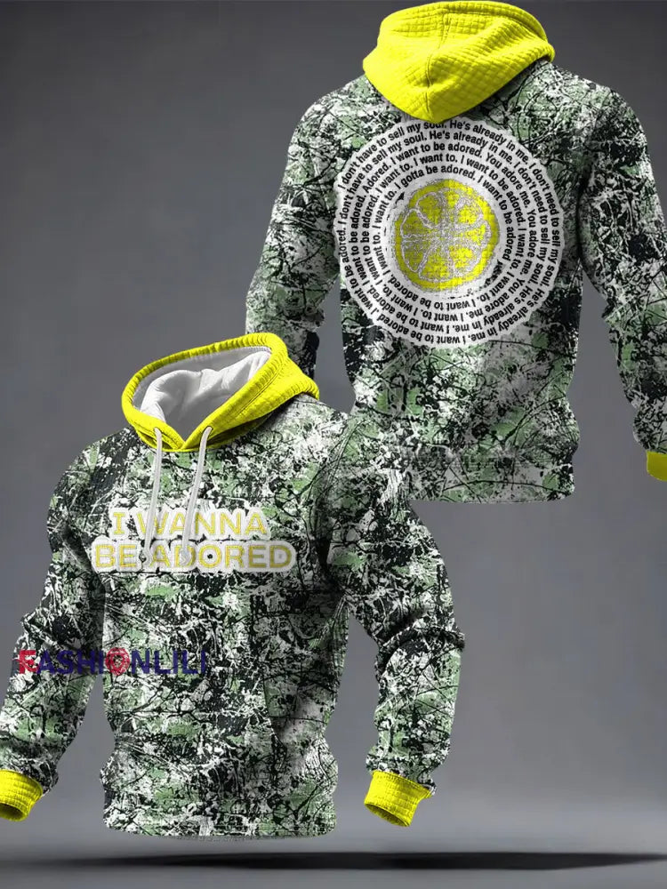 Men's I Wanna Be Adored Lemon Roses Music Lover Printed Hoodie