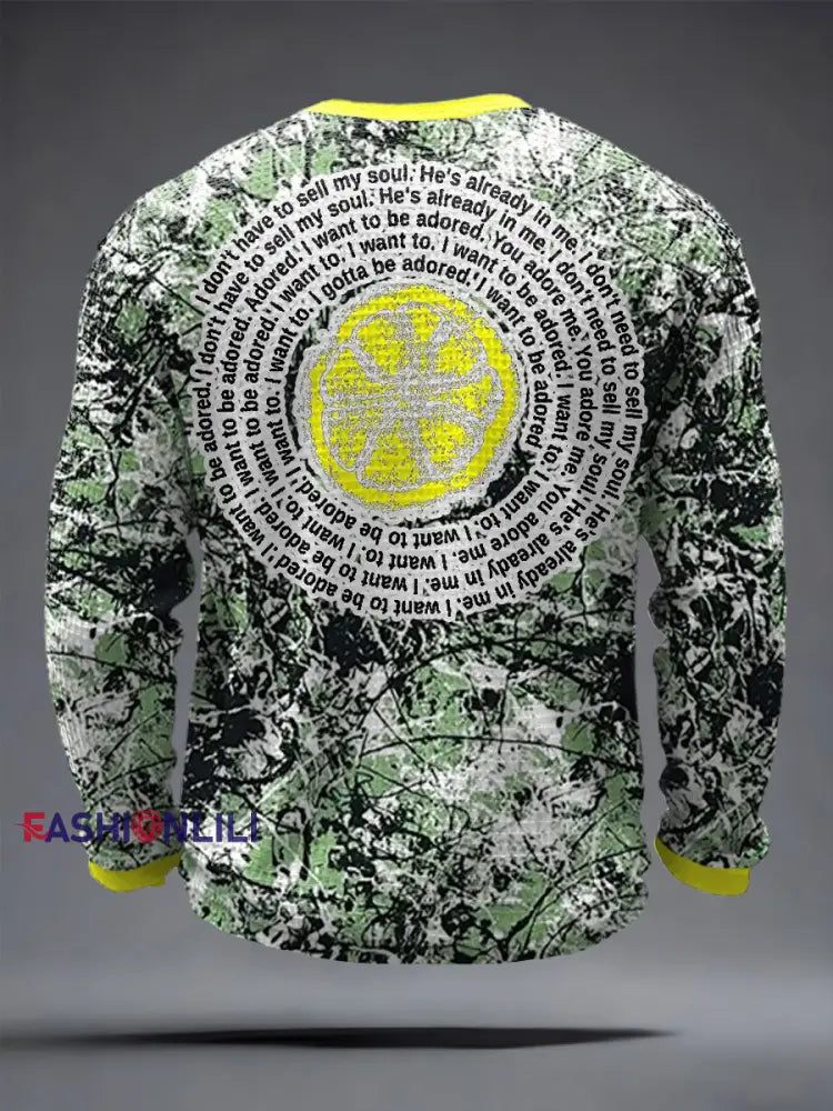 Men's I Wanna Be Adored Lemon Roses Music Lover Printed Waffle Tops