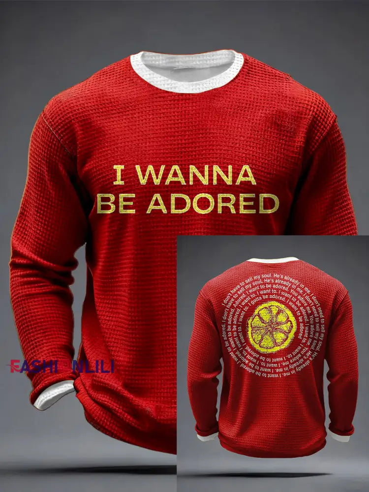 Men's I Wanna Be Adored Lemon Roses Music Lover Printed Waffle Tops