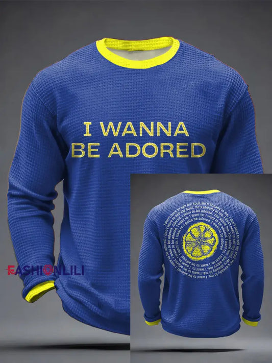 Men's I Wanna Be Adored Lemon Roses Music Lover Printed Waffle Tops