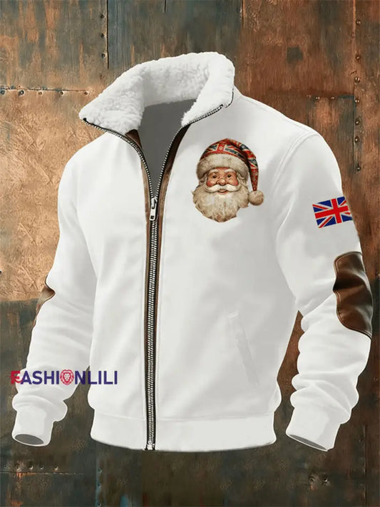 Men's Santa Fur Collar Zip-Up Jacket