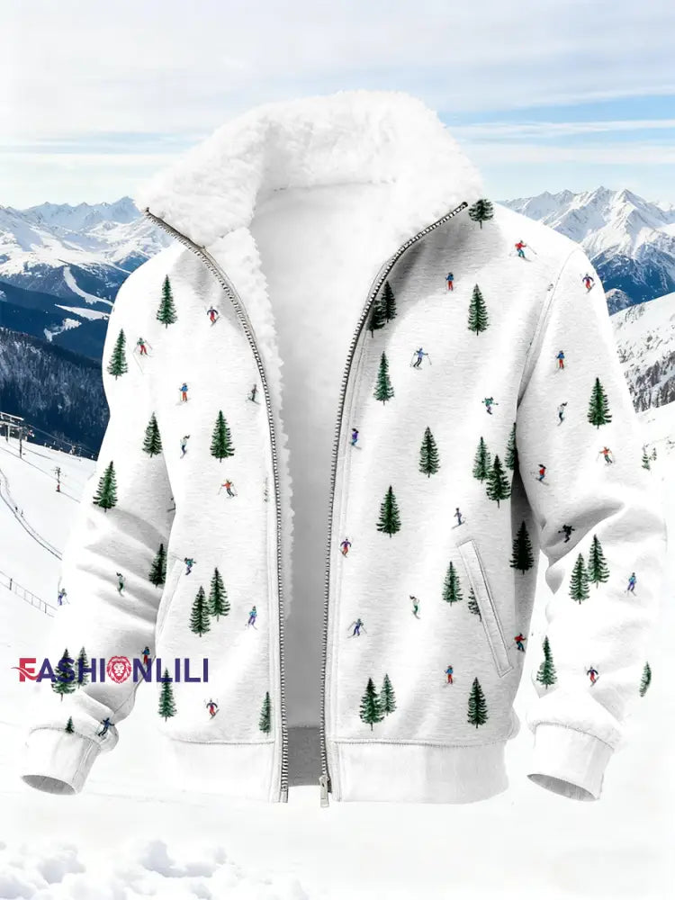 Men's Ski Art Print Cardigan