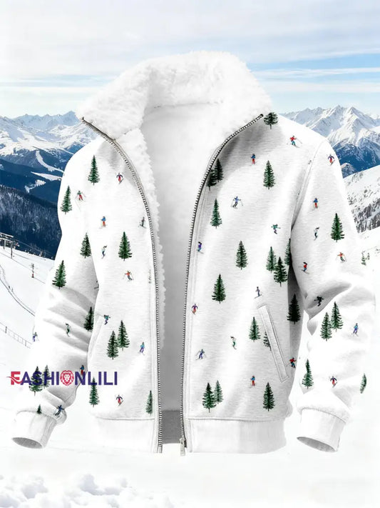 Men's Ski Art Print Cardigan
