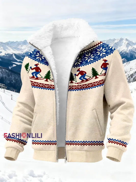 Men's Ski Inspired Pattern Cardigan