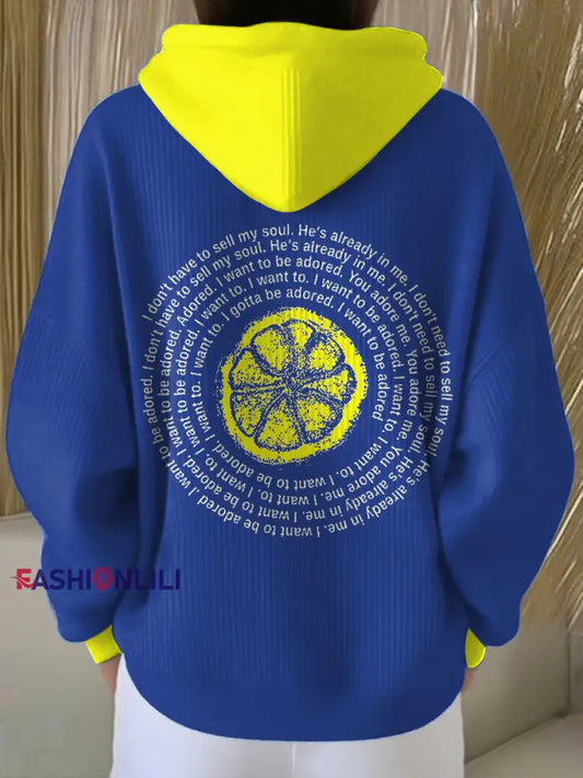 Women's I Wanna Be Adored Lemon Roses Music Lover Printed Hoodie