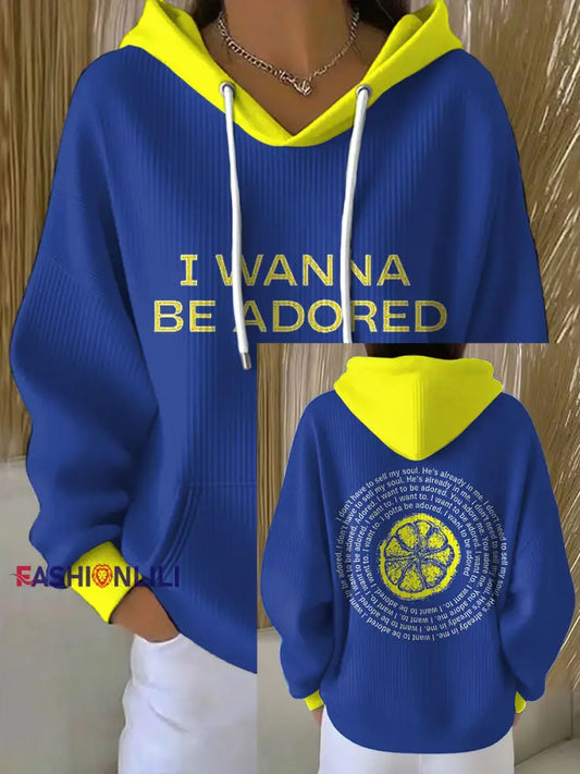 Women's I Wanna Be Adored Lemon Roses Music Lover Printed Hoodie