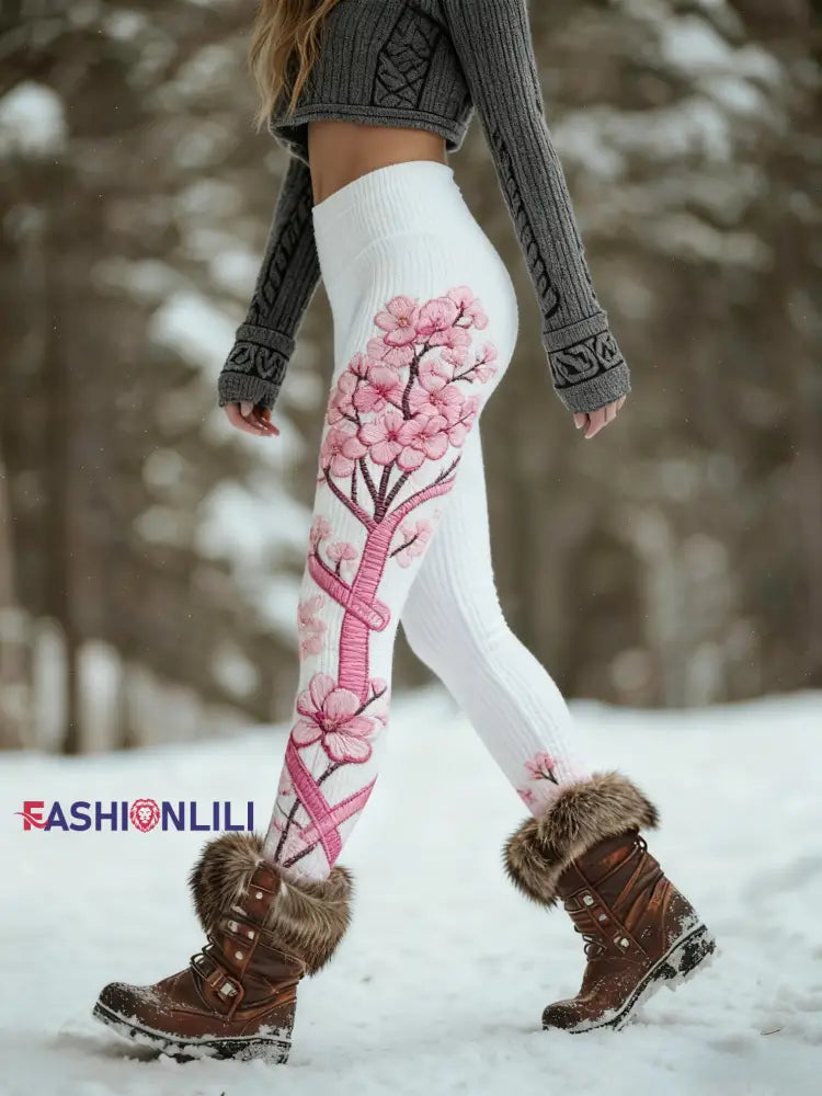 Women's Retro Breast Cancer Prevention Campaign Print Sports Stretch Leggings