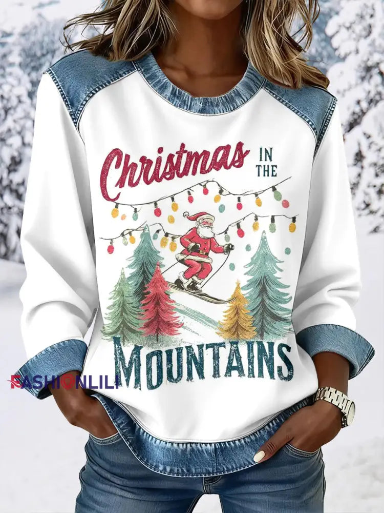 Women's Santa Claus Ski Sweatshirts