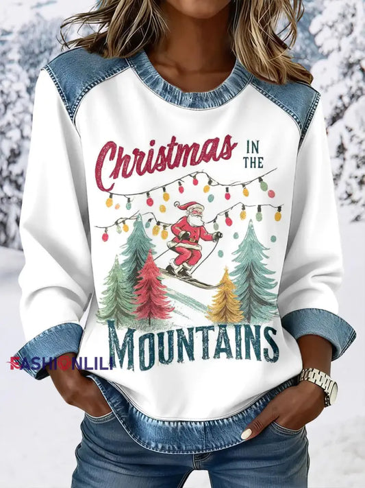 Women's Santa Claus Ski Sweatshirts