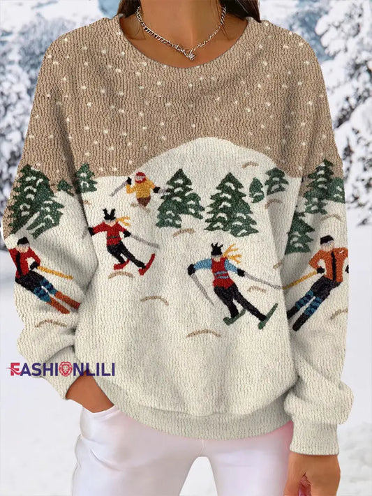 Women's Ski Print Casual Top