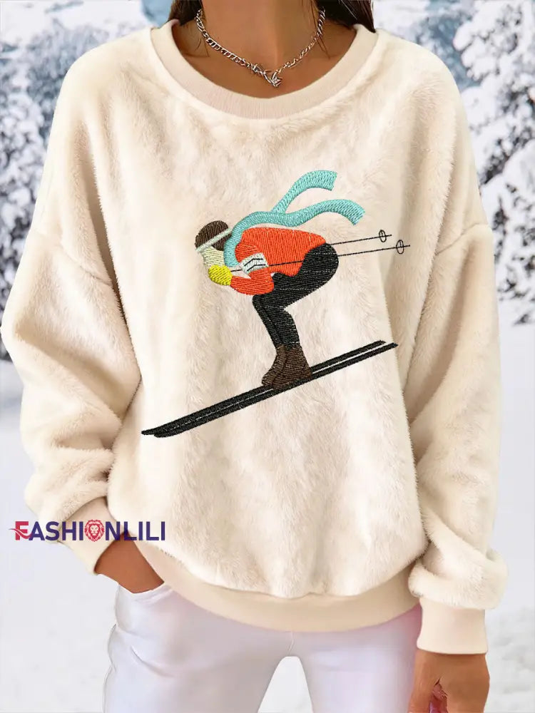 Women's Skiing Downhill Fleece Sweatshirts